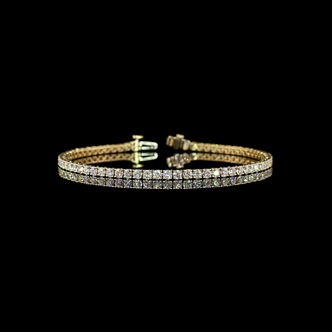 4 Cts 14k Yellow Gold Round Shape Tennis Bracelet - Video