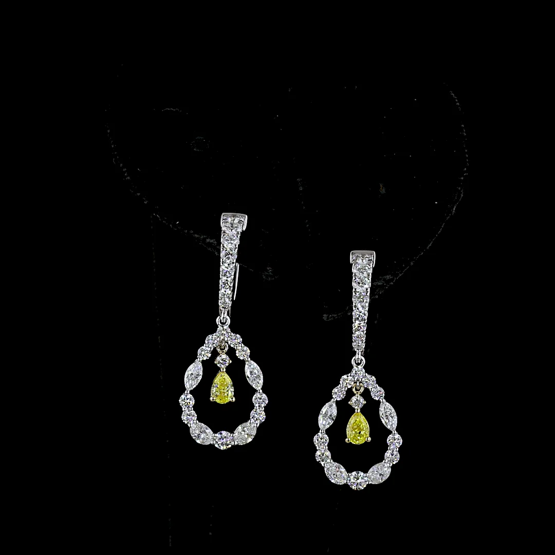 2.06 Cts 14k Two Tone Mix Shape Hanging Earring - Video
