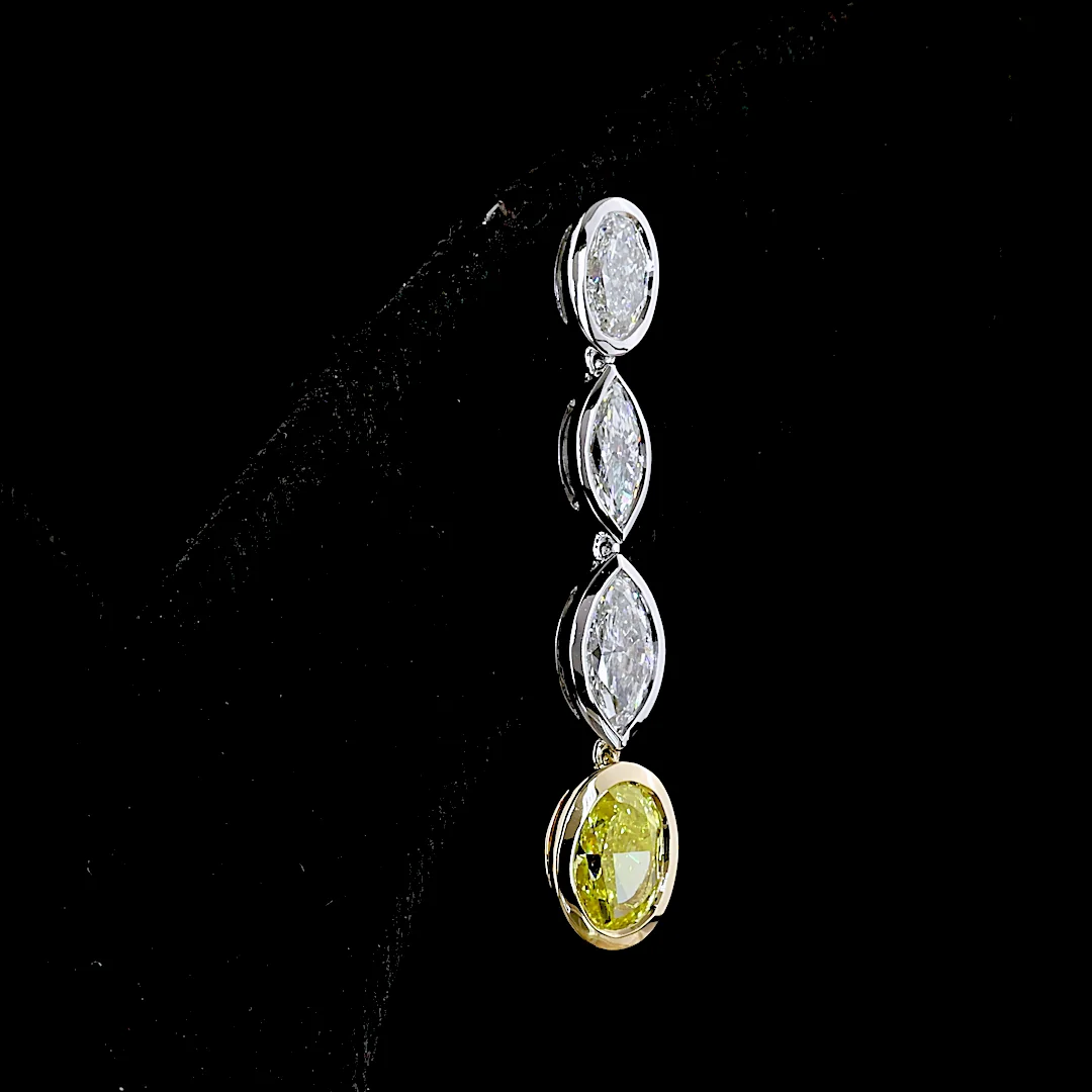 3.55 Cts 14k Two Tone Mix Shape Hanging Earring - Image 4