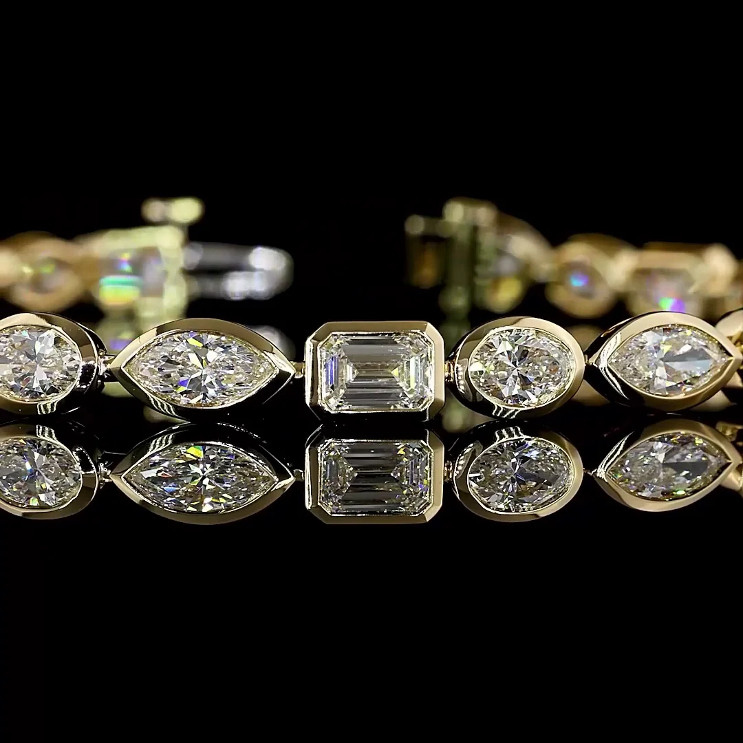 8.14 Cts 14k Yellow Gold Mix Shape Tennis Bracelet - Image 2