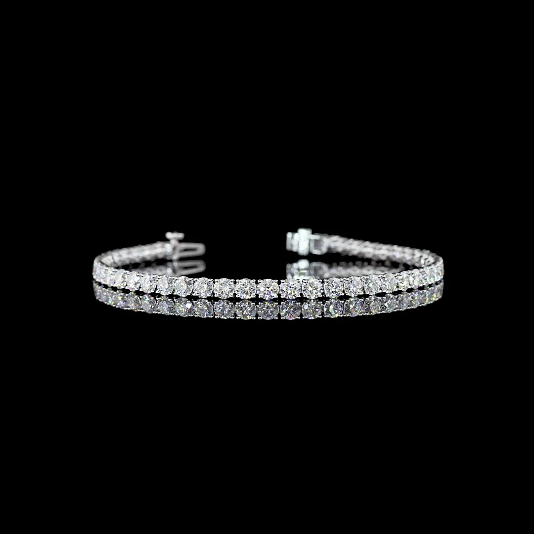 7.02 Cts 14k White Gold Round Shape Tennis Bracelet - Video