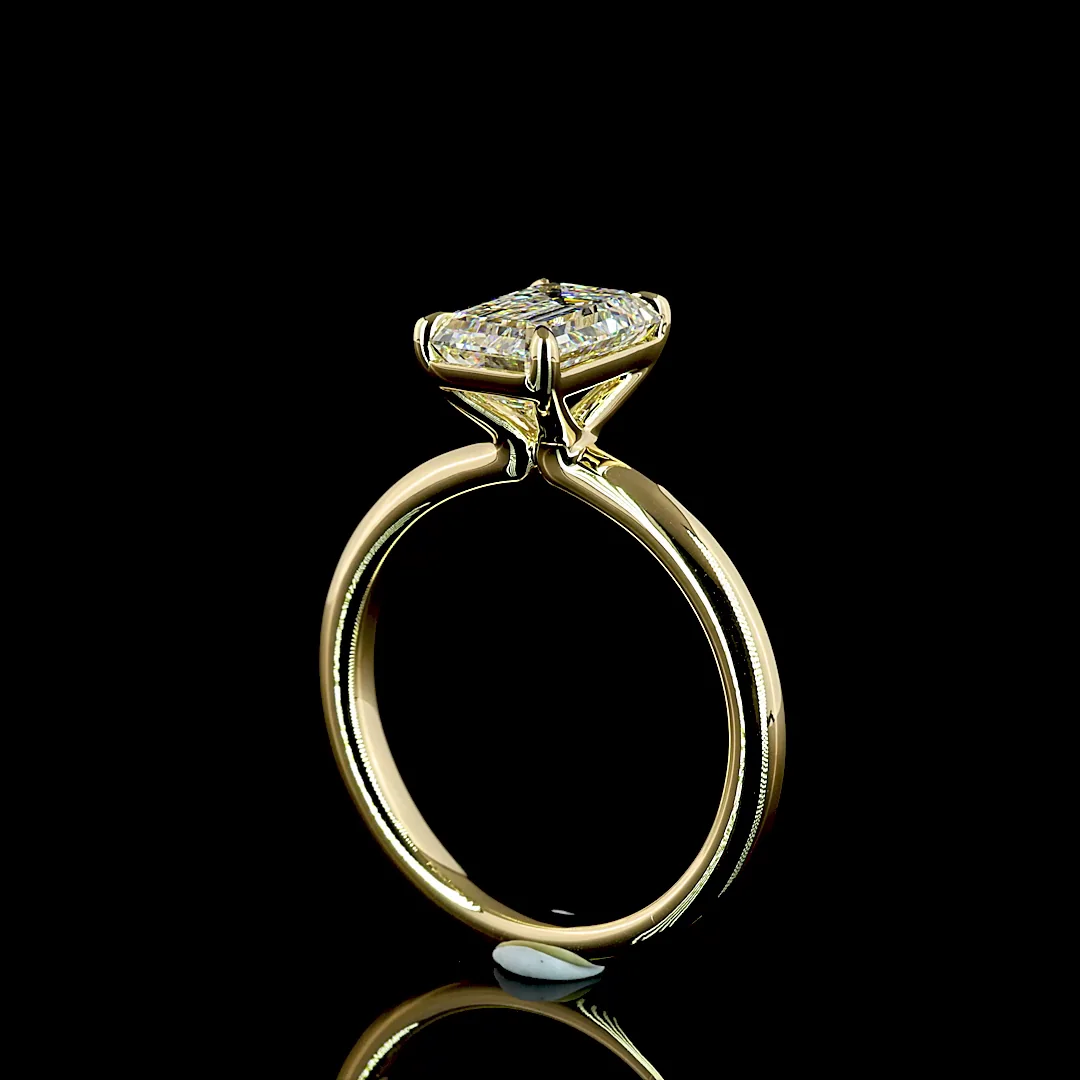 2.01 Cts 14k Yellow Gold Emerald Shape Solitaire Ring - Image 2