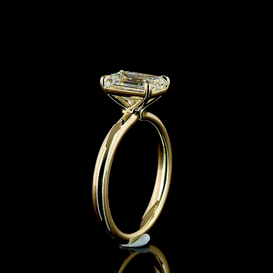 2.01 Cts 14k Yellow Gold Emerald Shape Solitaire Ring - Image 4