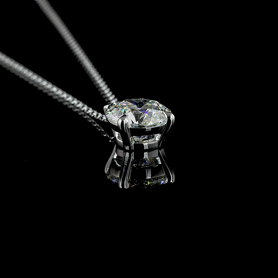 2.02 Cts 14k White Gold Round Shape Solitaire Pendant - Image 2