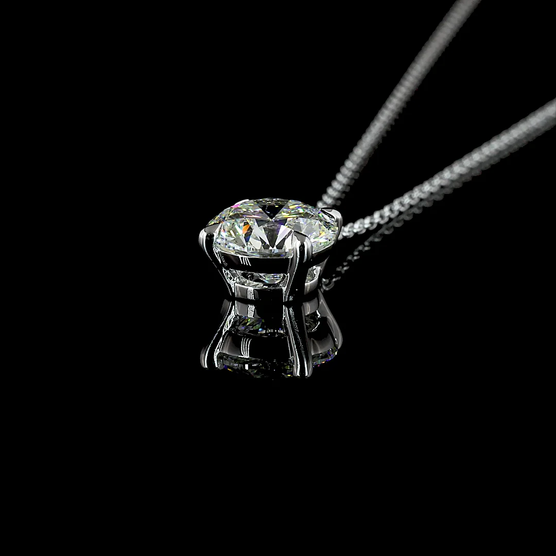 2.02 Cts 14k White Gold Round Shape Solitaire Pendant - Image 4