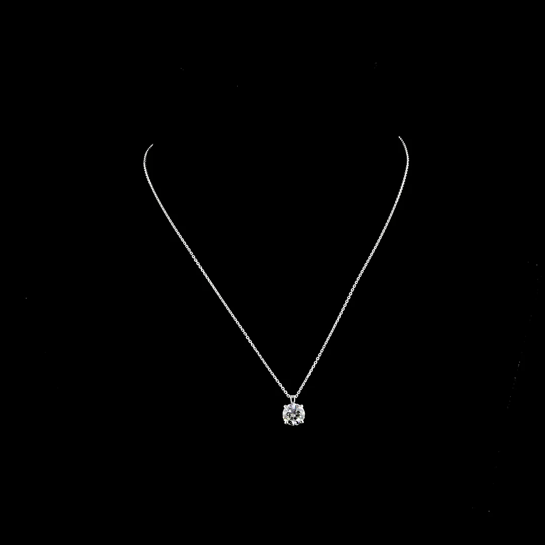 2.02 Cts 14k White Gold Round Shape Solitaire Pendant - Video