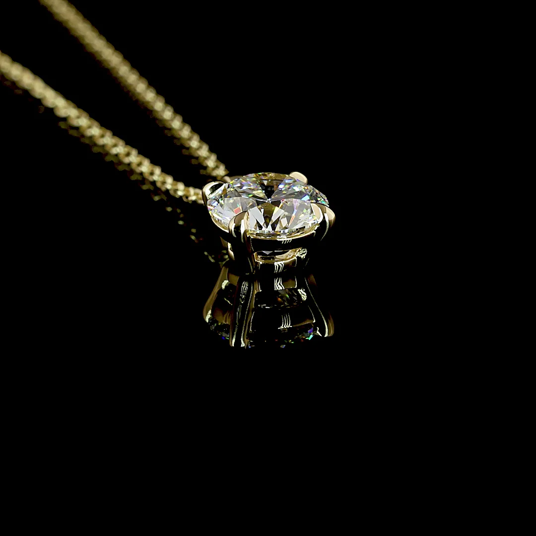 1 Cts 14k Yellow Gold Round Shape Pendant Pendant - Image 2