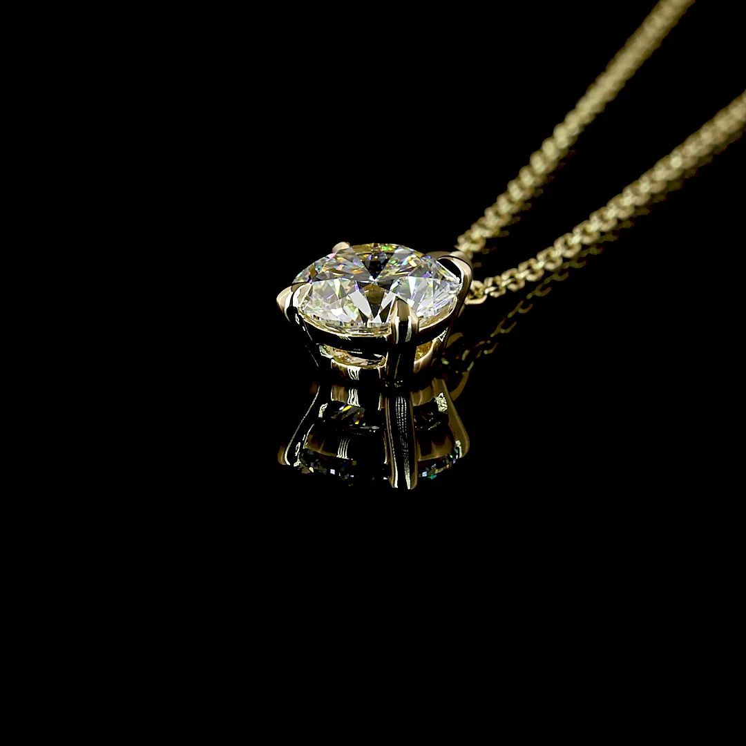 1 Cts 14k Yellow Gold Round Shape Pendant Pendant - Image 4