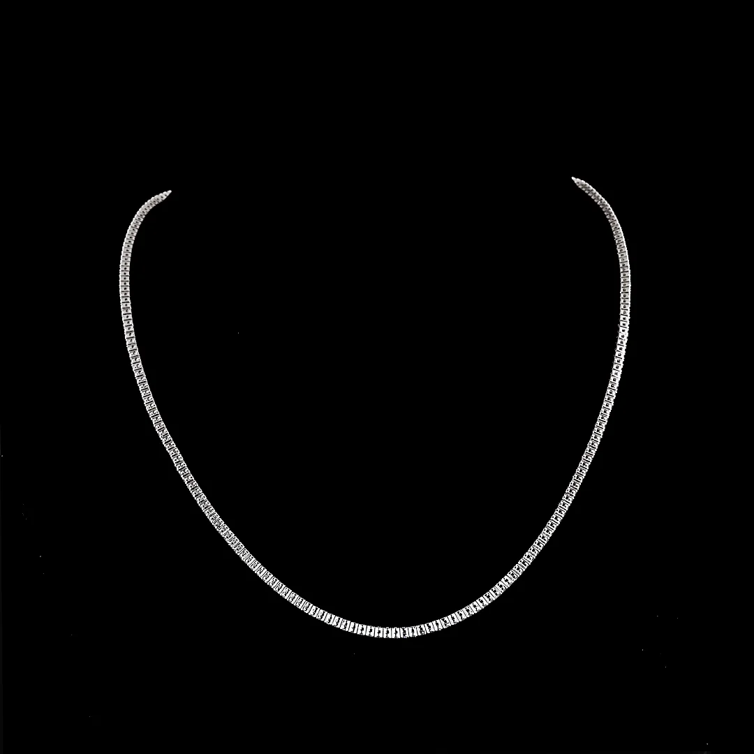4.6 Cts 14k White Gold Round Shape Tennis Necklace - Video