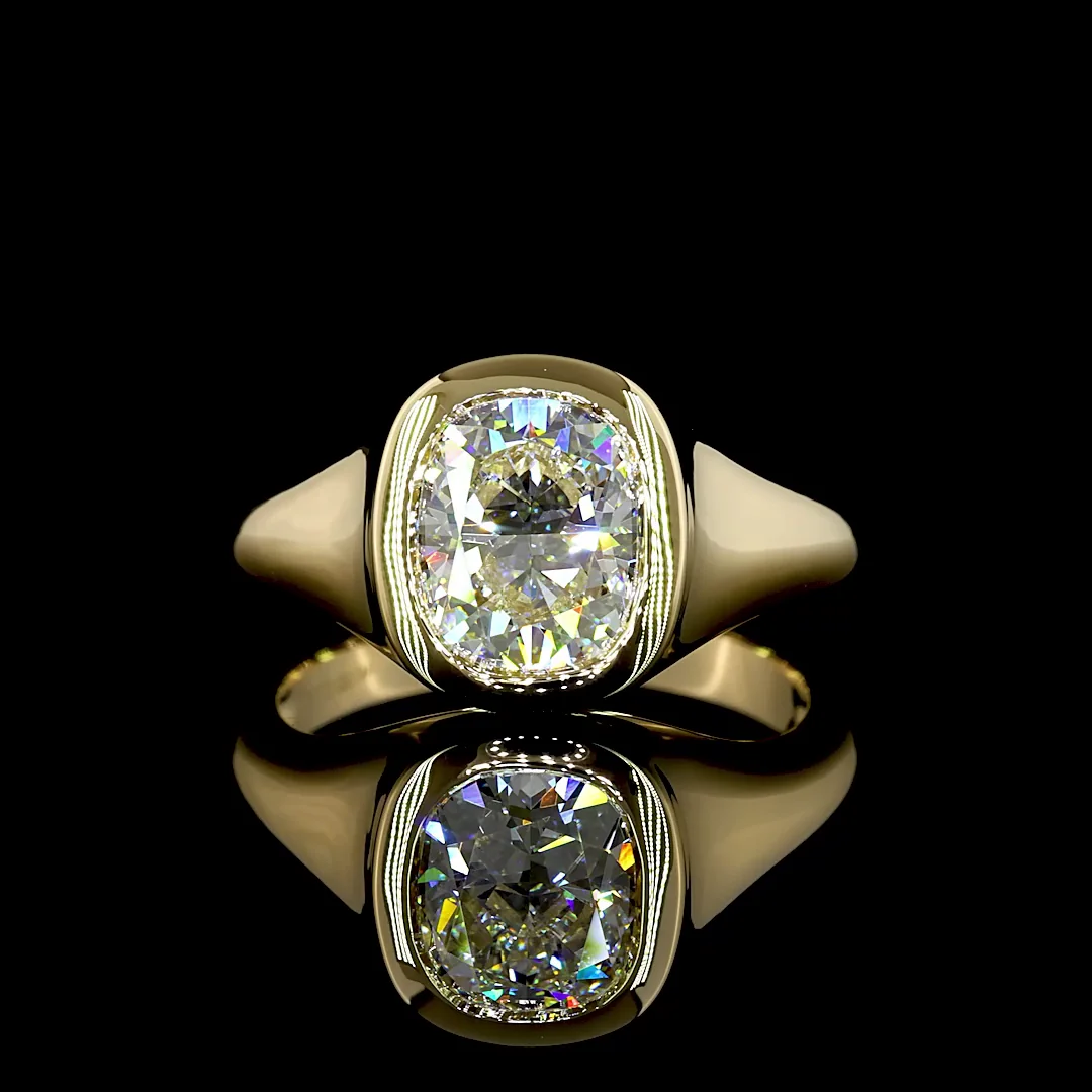 2.11 Cts 14k Yellow Gold Cushion Brilliant Shape Solitaire Ring - Video