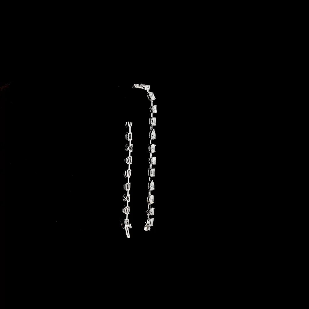 6.21 Cts 14k White Gold Mix Shape Station Bracelet - Image 3