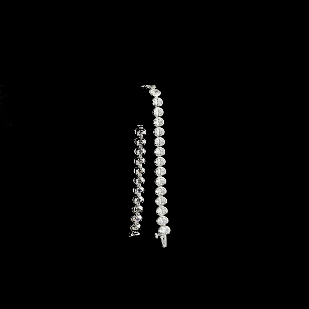 10.74 Cts 14k White Gold Oval Shape Tennis Bracelet - Image 3