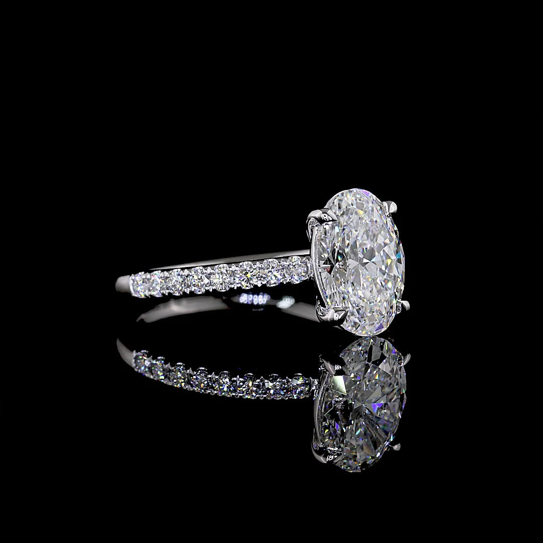 2.34 Cts 14k White Gold Oval Shape Hidden Halo Ring - Image 3