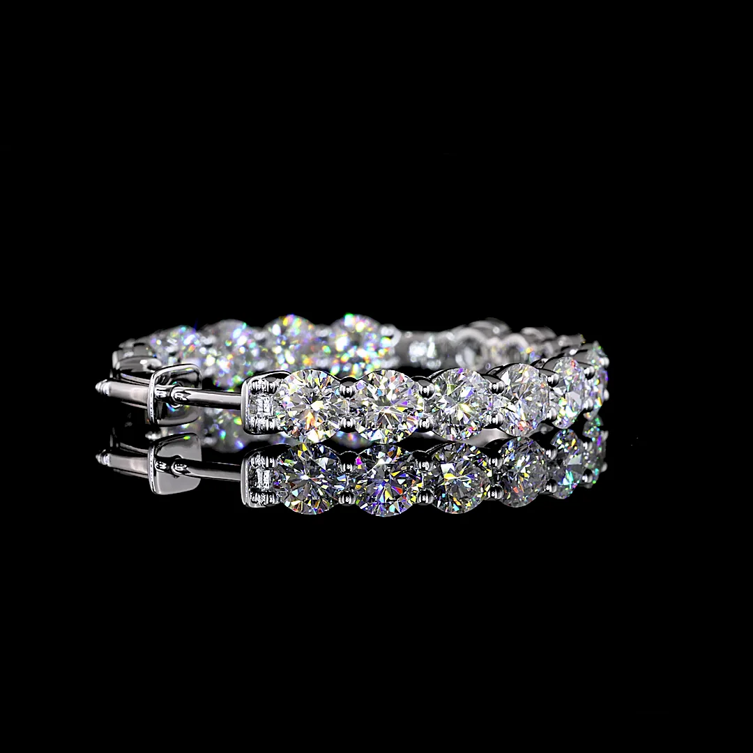 9.68 Cts 14k White Gold Round Shape Hoops Earring - Image 4