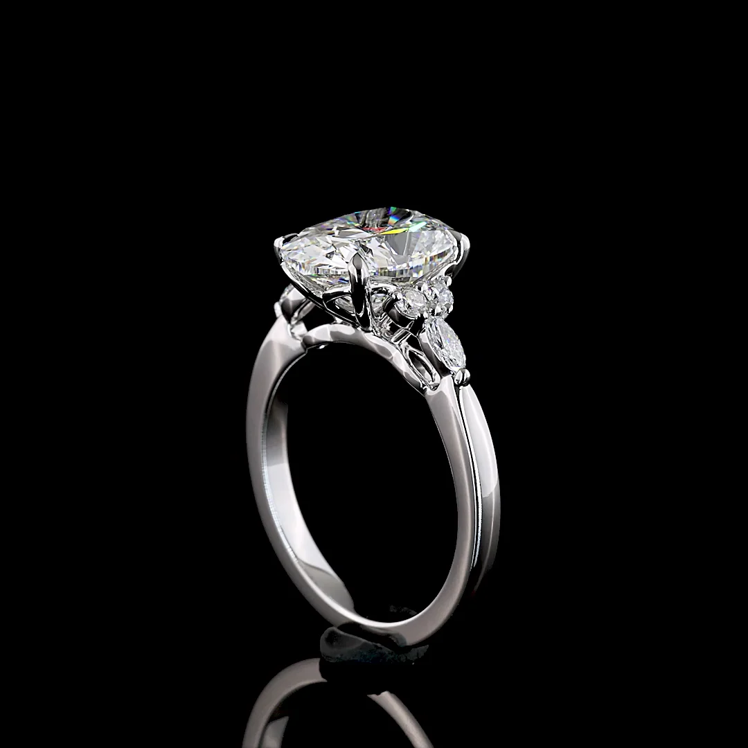 3.38 Cts 14k White Gold Cushion Brilliant Shape Special Ring - Image 2