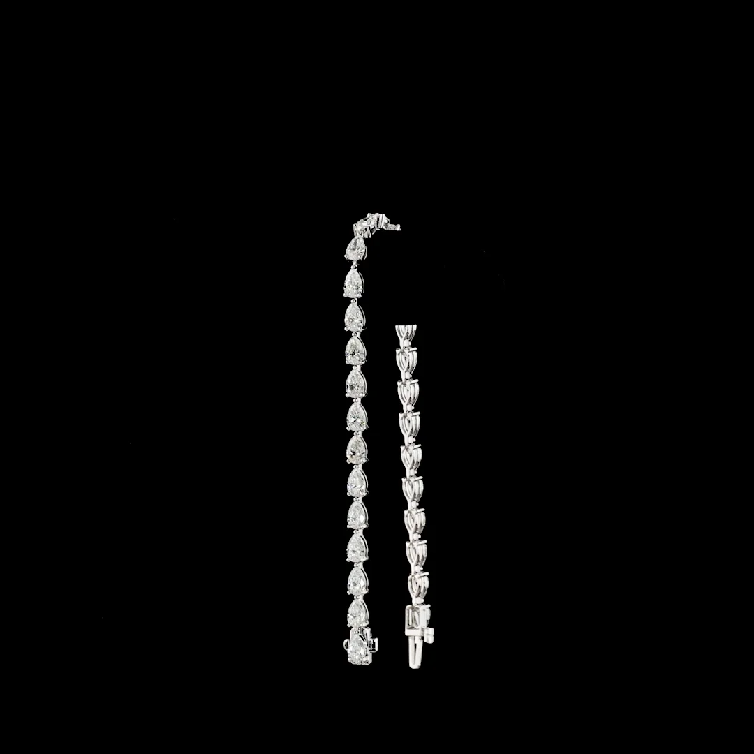 7.28 Cts 14k White Gold Pear Shape Tennis Bracelet - Image 3