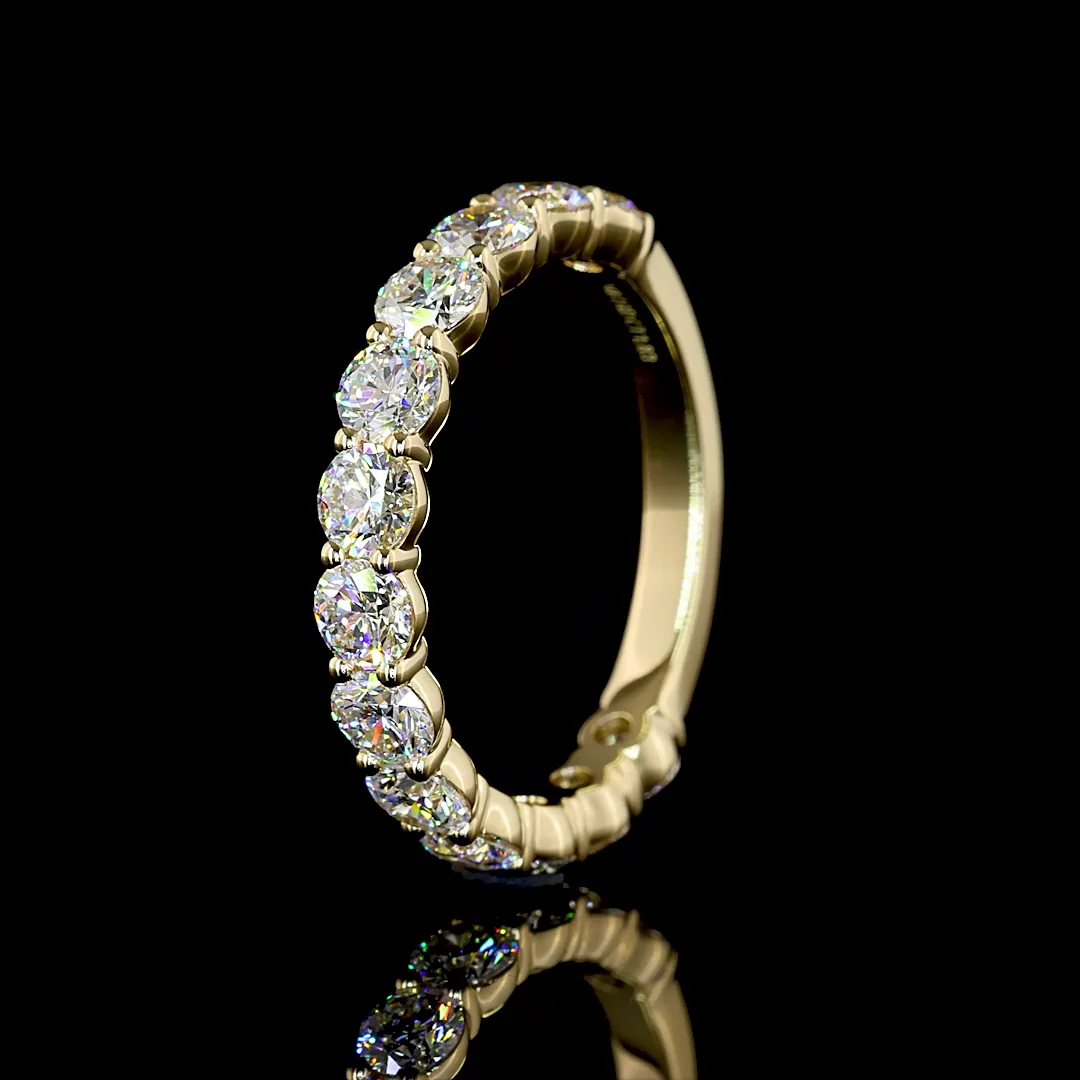 1.83 Cts 18k Yellow Gold Round Shape 3/4 Band Eternity Band - Image 4