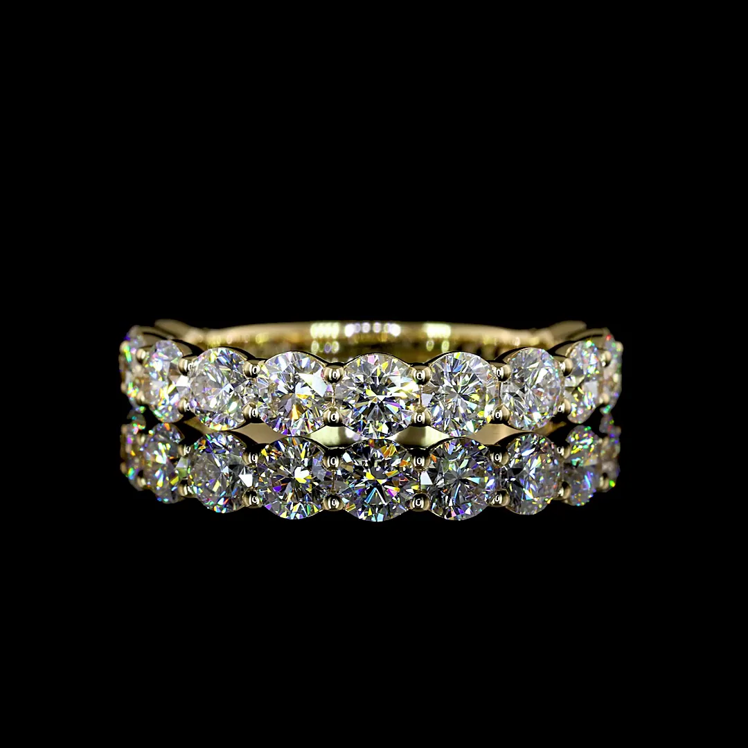 1.83 Cts 18k Yellow Gold Round Shape 3/4 Band Eternity Band - Video