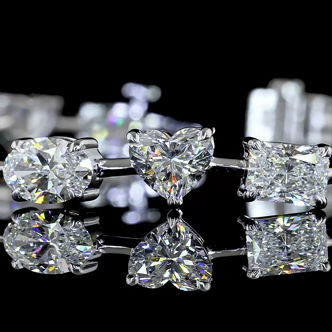 14.36 Cts 14k White Gold Mix Shape Station Bracelet - Image 2