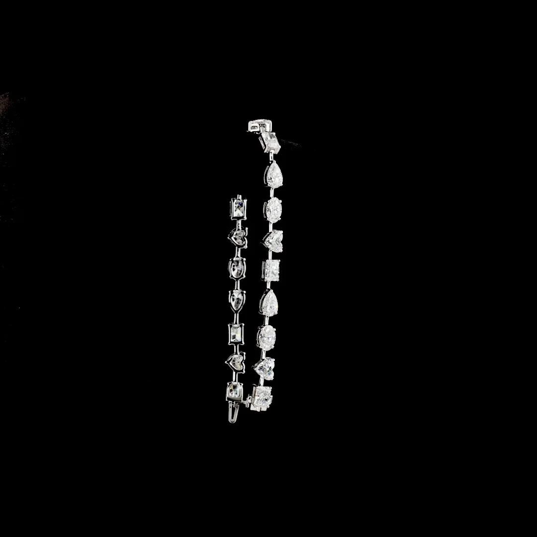 14.58 Cts 14k White Gold Mix Shape Station Bracelet - Image 3