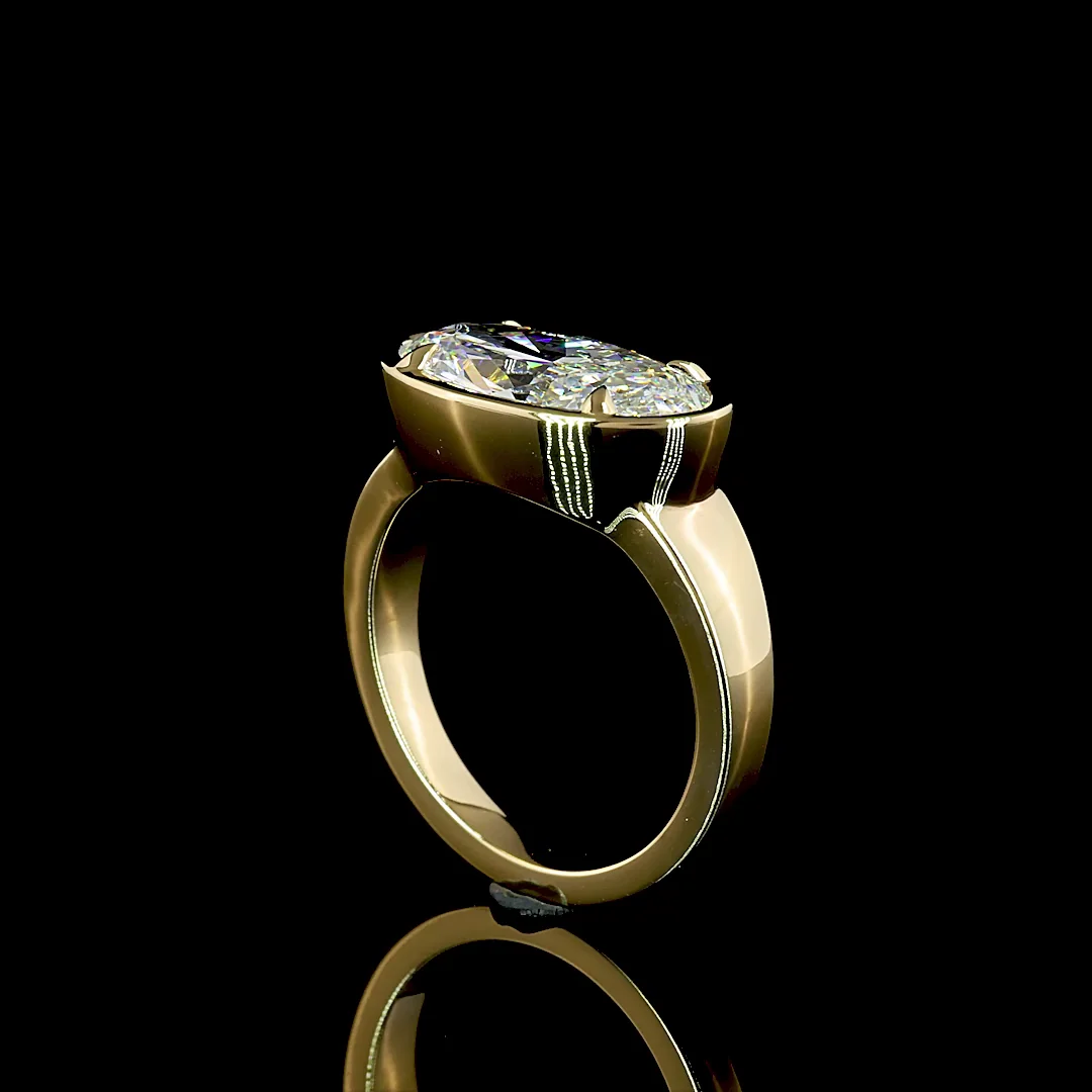 3.12 Cts 14k Yellow Gold Oval Shape Solitaire Ring - Image 2