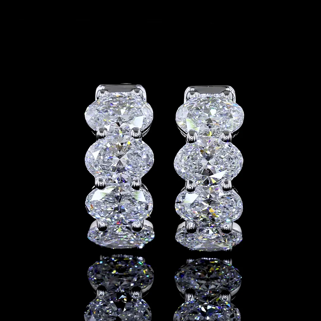 3.01 Cts 14k White Gold Oval Shape Huggies Earring - Video