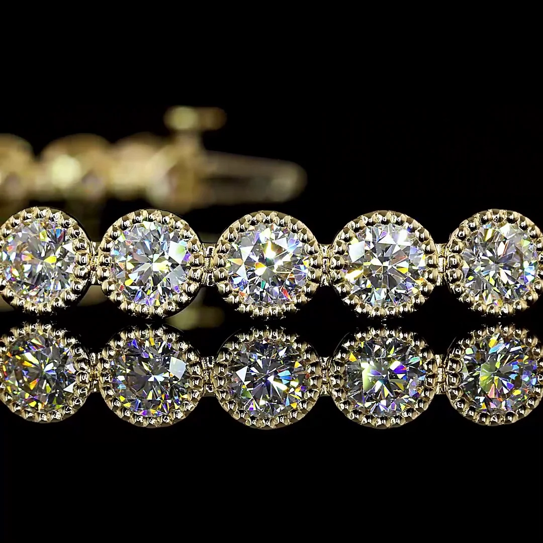 6.77 Cts 14k Yellow Gold Round Shape Tennis Bracelet - Image 2