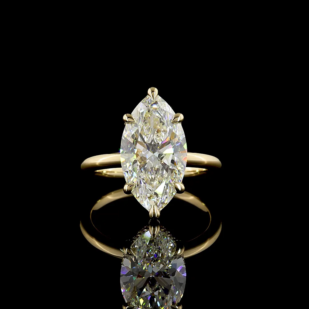 5.2 Cts 14k Yellow Gold Marquise Shape Hidden Halo Ring - Video