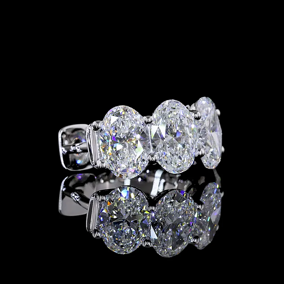 5.29 Cts 14k White Gold Oval Shape Huggies Earring - Image 2