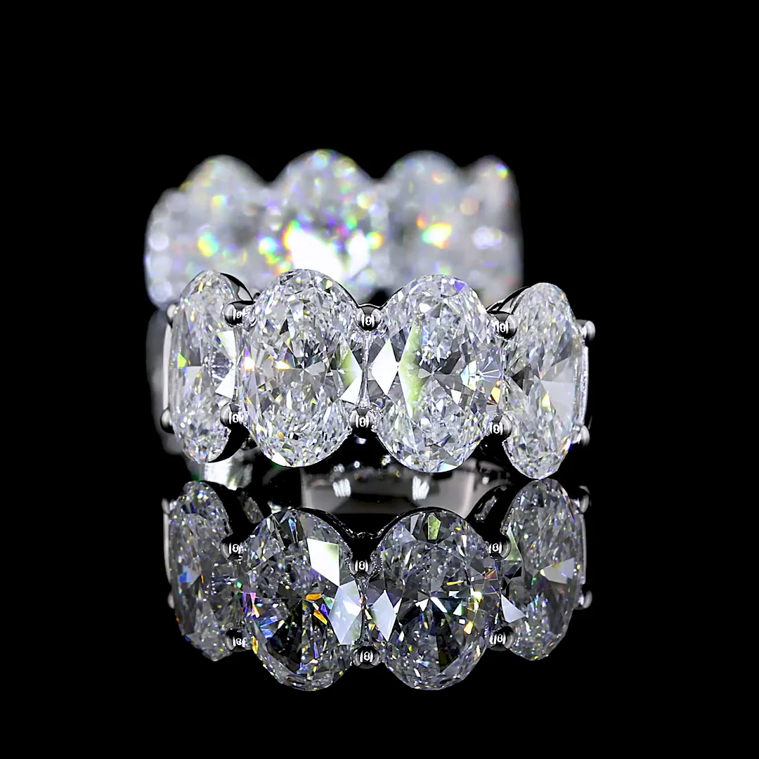 5.29 Cts 14k White Gold Oval Shape Huggies Earring - Image 4
