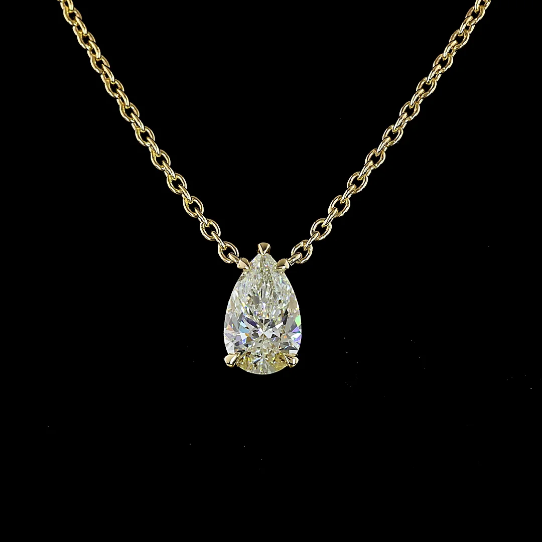 1.56 Cts 14k Yellow Gold Pear Shape Solitaire Pendant - Image 3