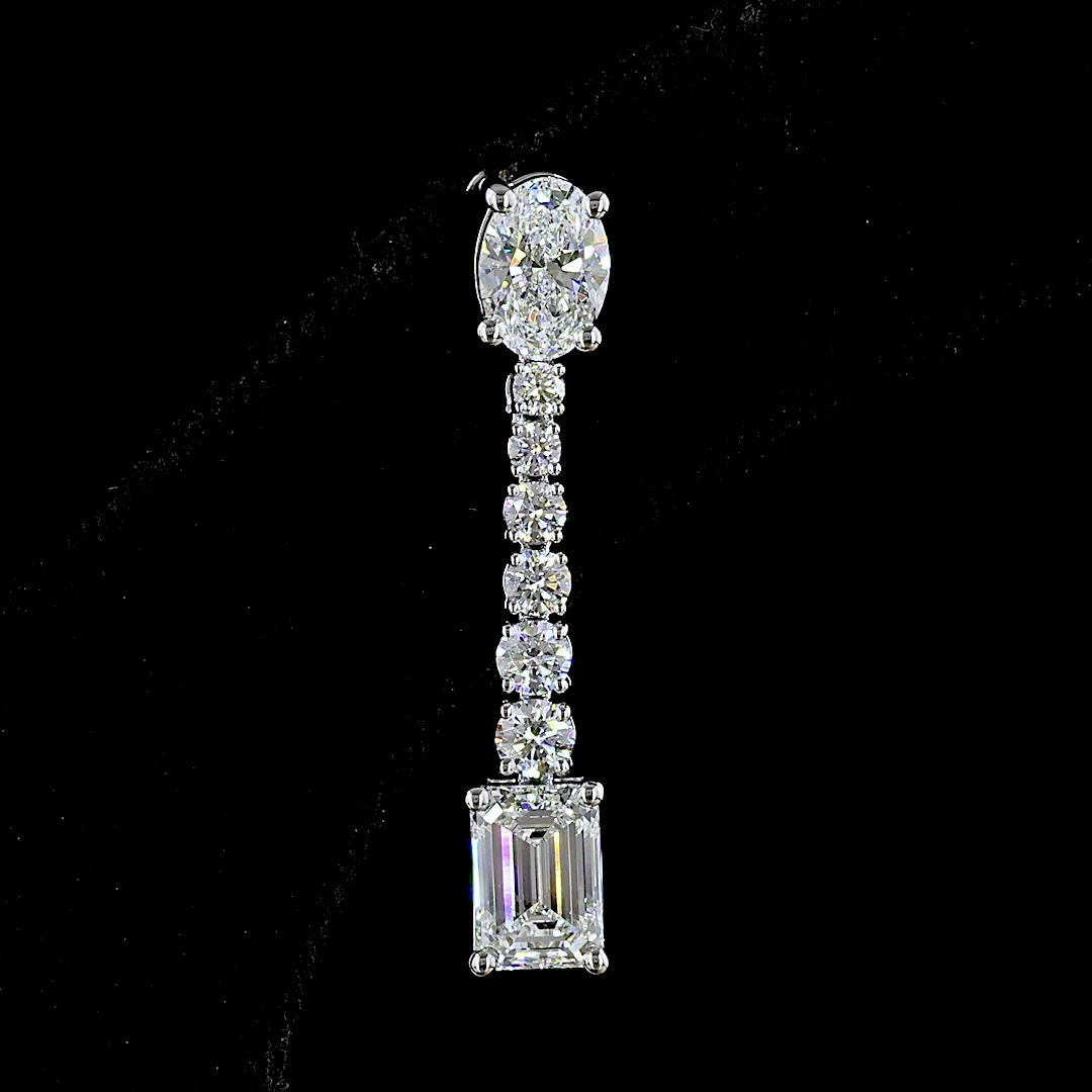 3.39 Cts 14k White Gold Mix Shape Hanging Earring - Image 3