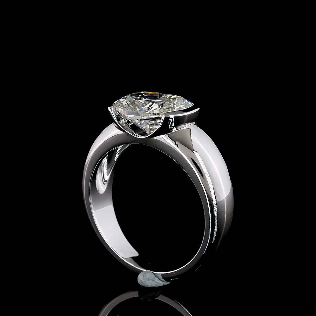 3.29 Cts 14k White Gold Cushion Brilliant Shape Solitaire Ring - Image 2
