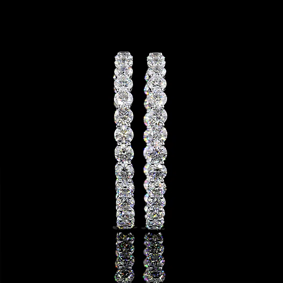 24.94 Cts 14k White Gold Round Shape Hoops Earring - Video
