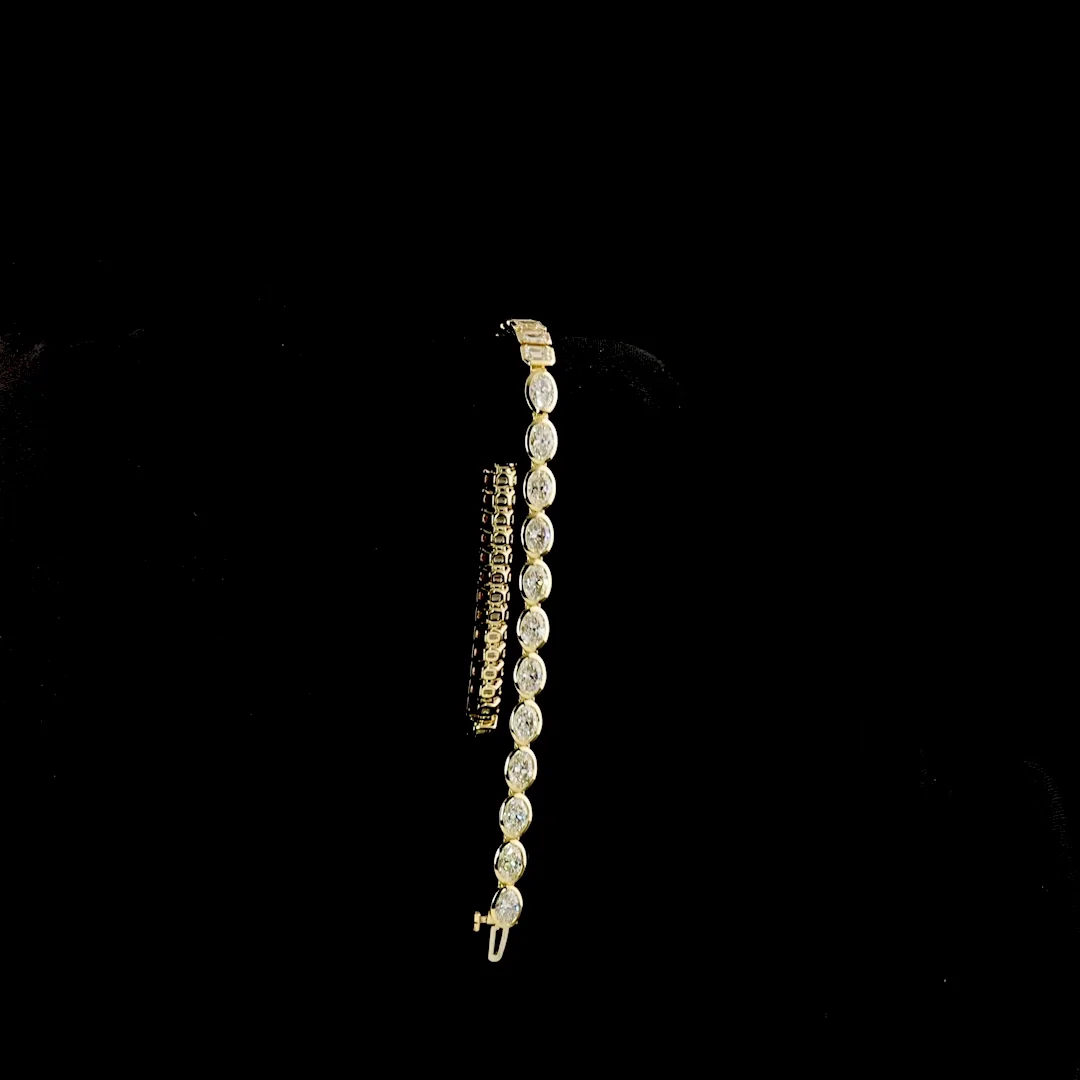9.32 Cts 14k Yellow Gold Mix Shape Tennis Bracelet - Image 3