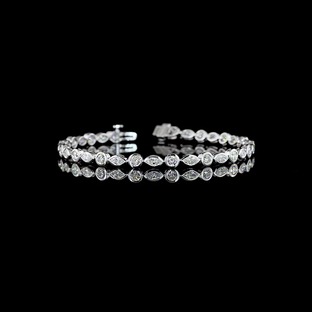 3.93 Cts 14k White Gold Mix Shape Tennis Bracelet - Video
