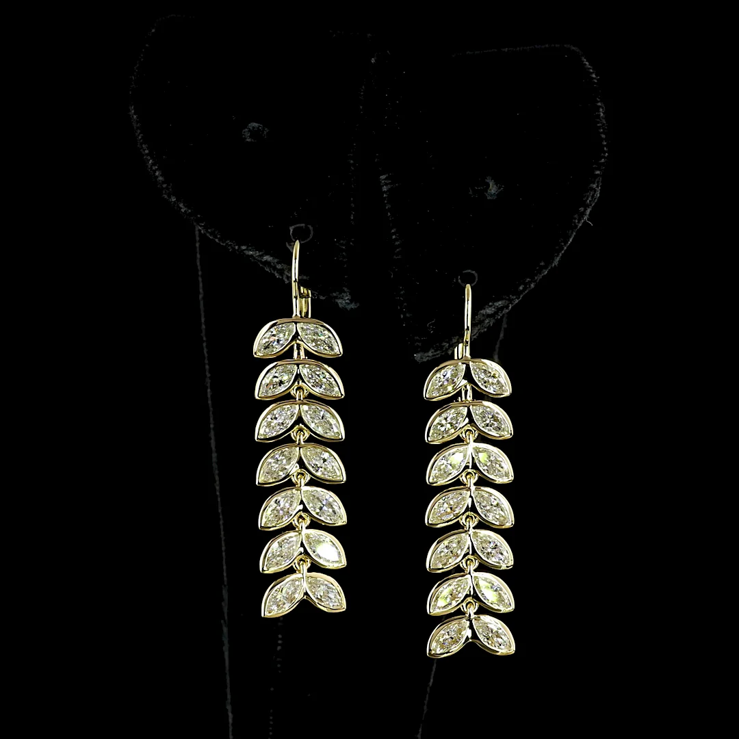 3.33 Cts 14k Yellow Gold Marquise Shape Hanging Earring - Video
