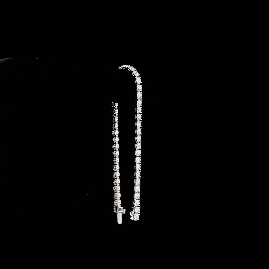 9.82 Cts 14k White Gold Round Shape Tennis Bracelet - Image 3