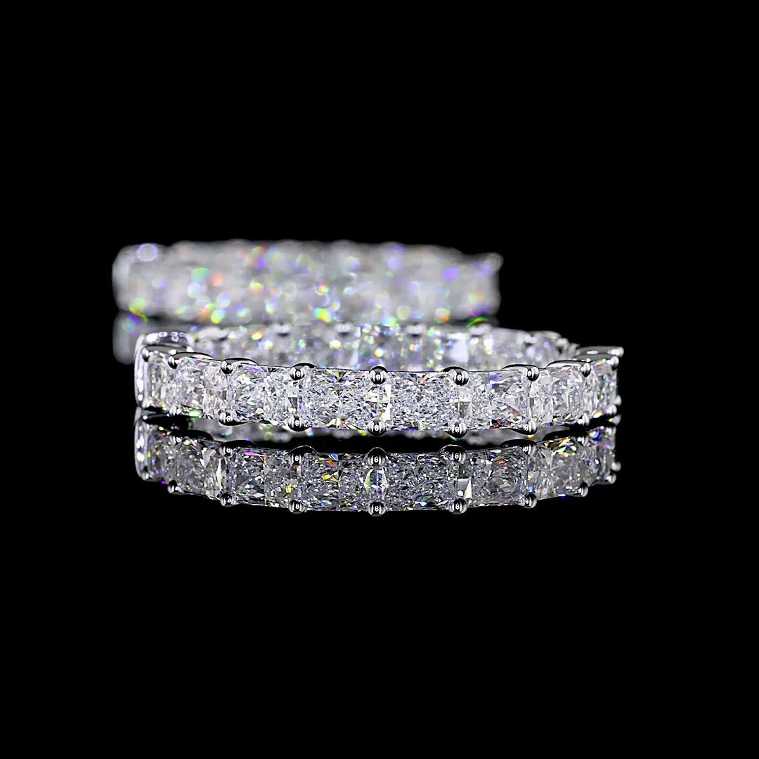 9.05 Cts 14k White Gold Radiant Shape Hoops Earring - Image 2
