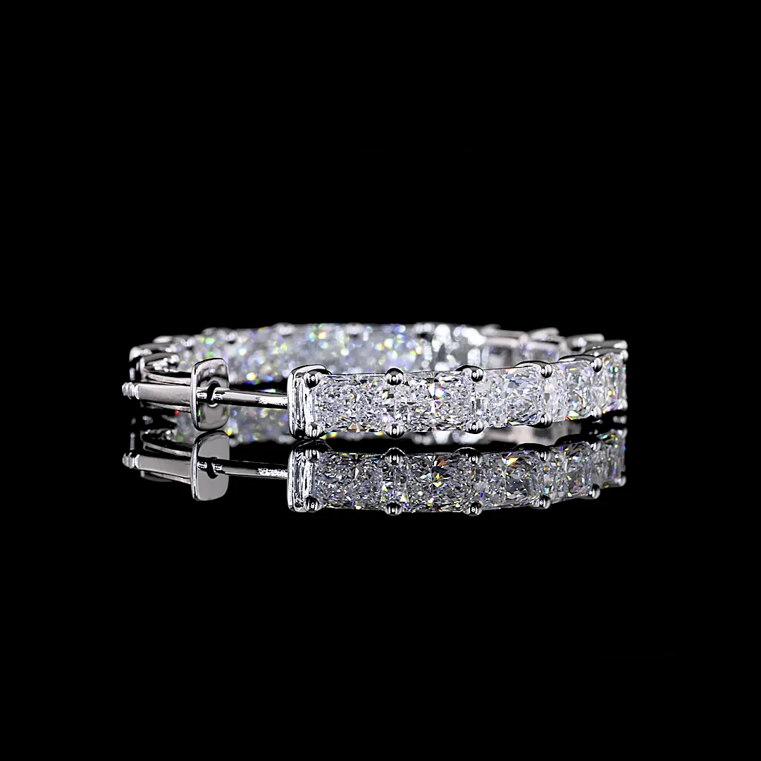 9.05 Cts 14k White Gold Radiant Shape Hoops Earring - Image 4