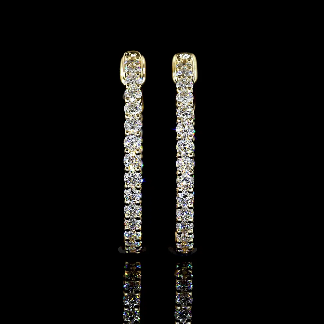1.01 Cts 14k Yellow Gold Round Shape Hoops Earring - Video