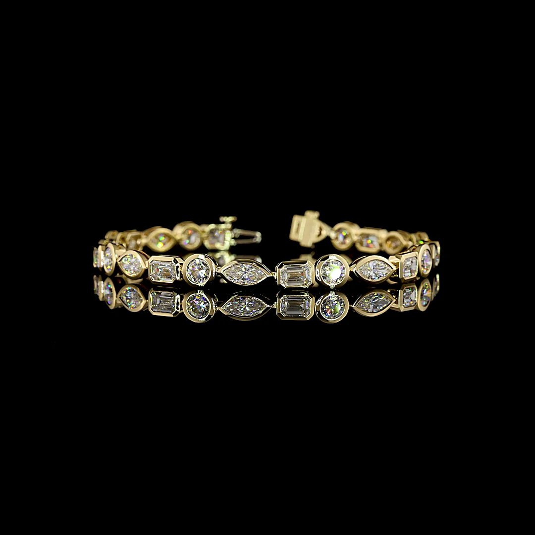 10.48 Cts 14k Yellow Gold Mix Shape Tennis Bracelet - Video