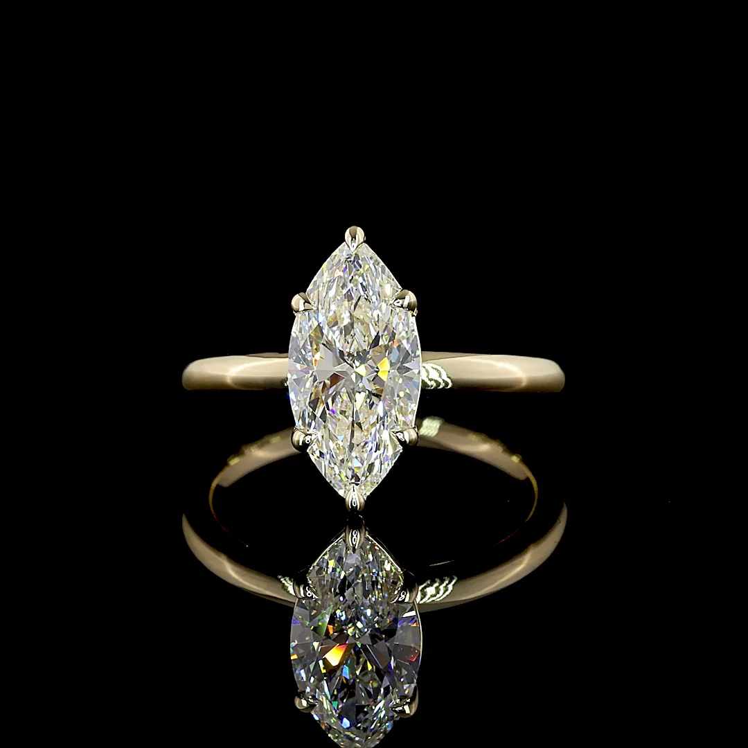 2.07 Cts 14k Yellow Gold Marquise Shape Solitaire Ring - Video