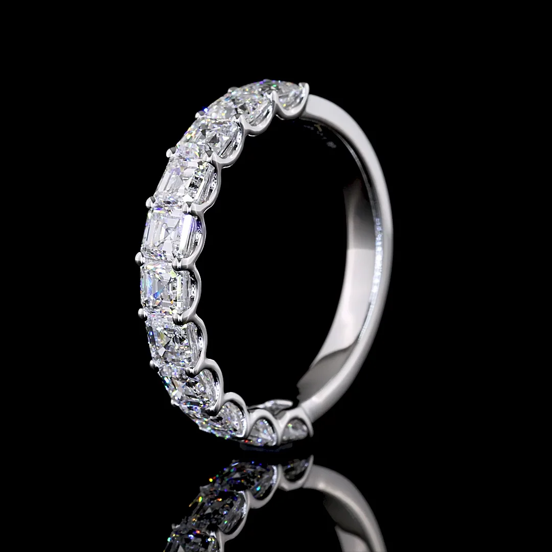 2.1 Cts 14k White Gold Asscher Shape Half Eternity Eternity Band - Image 4