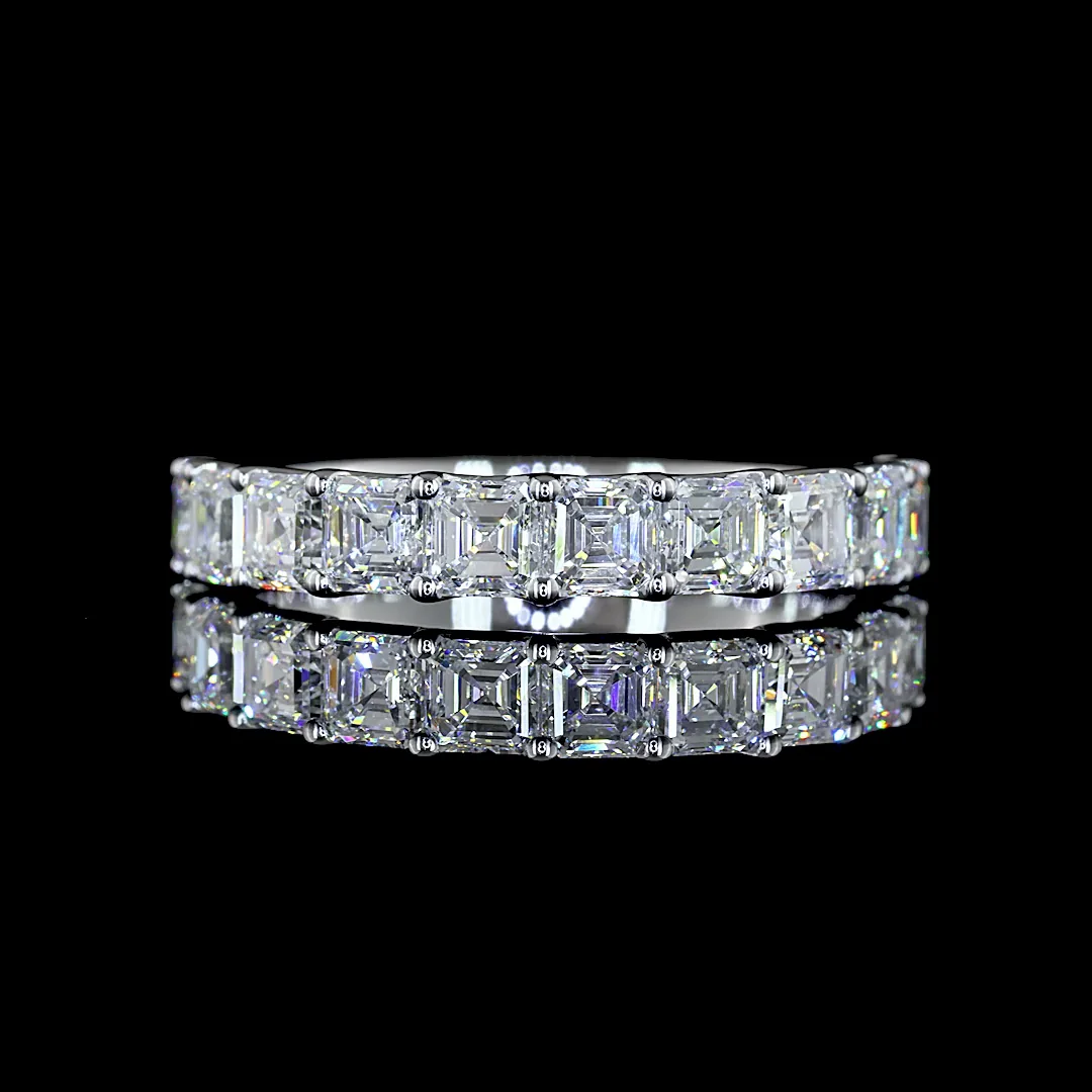 2.1 Cts 14k White Gold Asscher Shape Half Eternity Eternity Band - Video