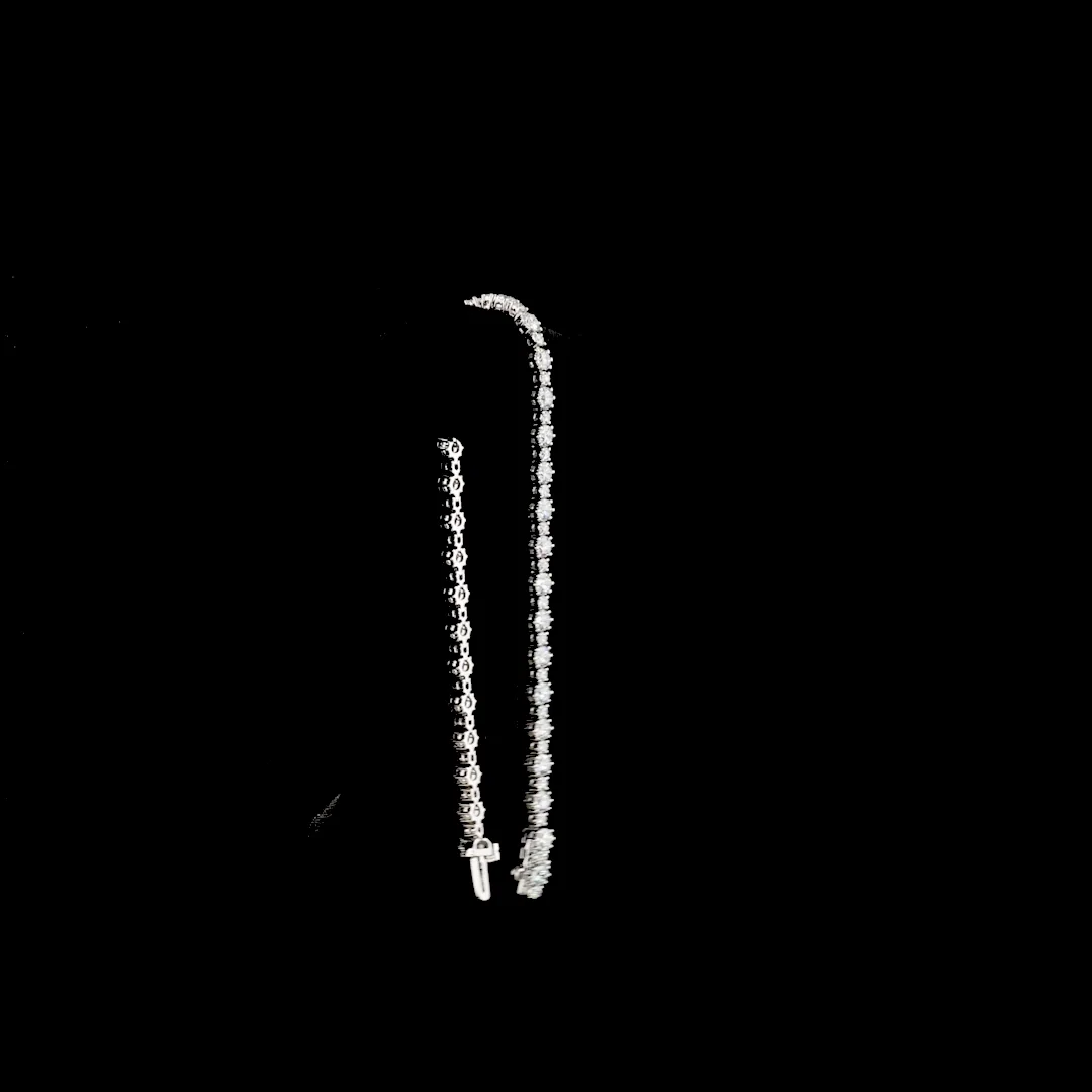 5.01 Cts 14k White Gold Round Shape Station Line Tennis Bracelet - Image 3