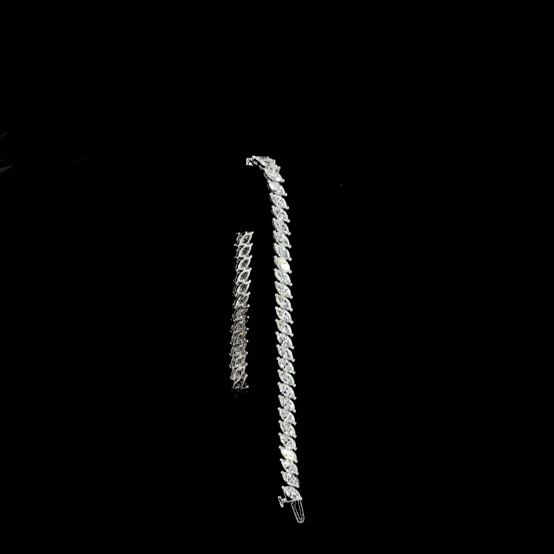 8.32 Cts 14k White Gold Marquise Shape Tennis Bracelet - Image 3