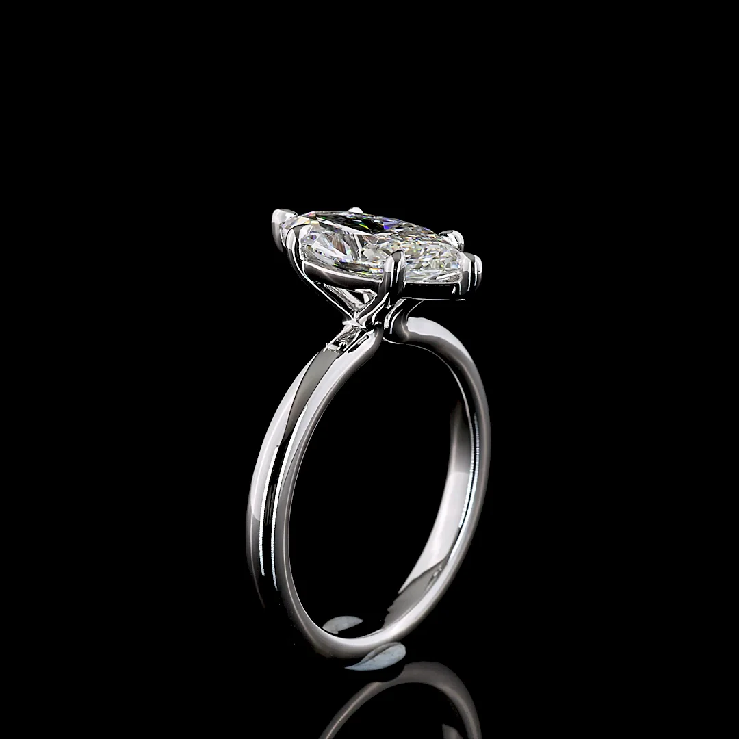 2.14 Cts 14k White Gold Marquise Shape Solitaire Ring - Image 4