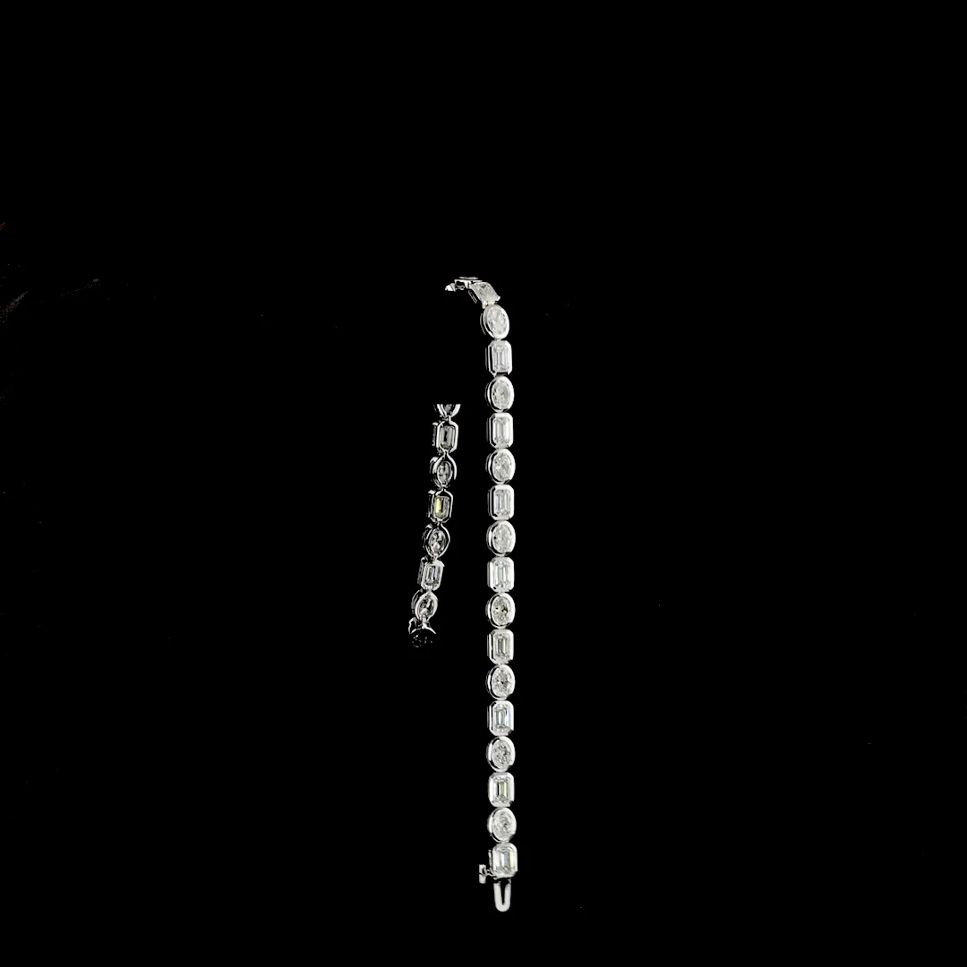 7.37 Cts 14k White Gold Mix Shape Tennis Bracelet - Image 3