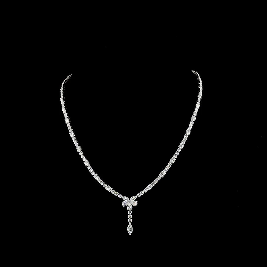 13.91 Cts 14k White Gold Mix Shape Special Necklace - Video
